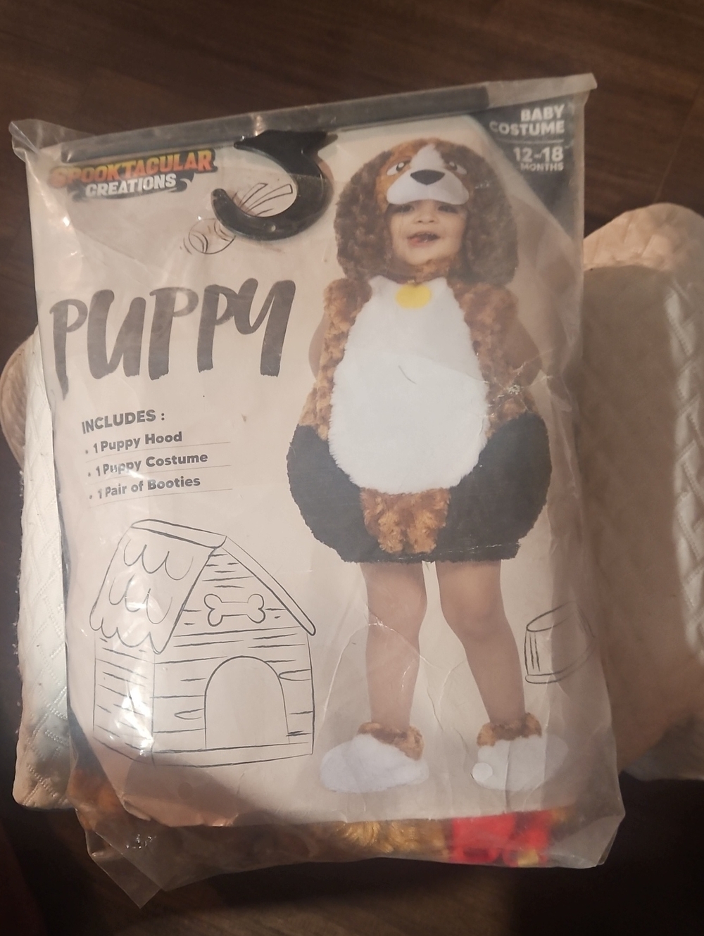 Infant Puppy Costume - Brown & White Plush Puppy Outfit